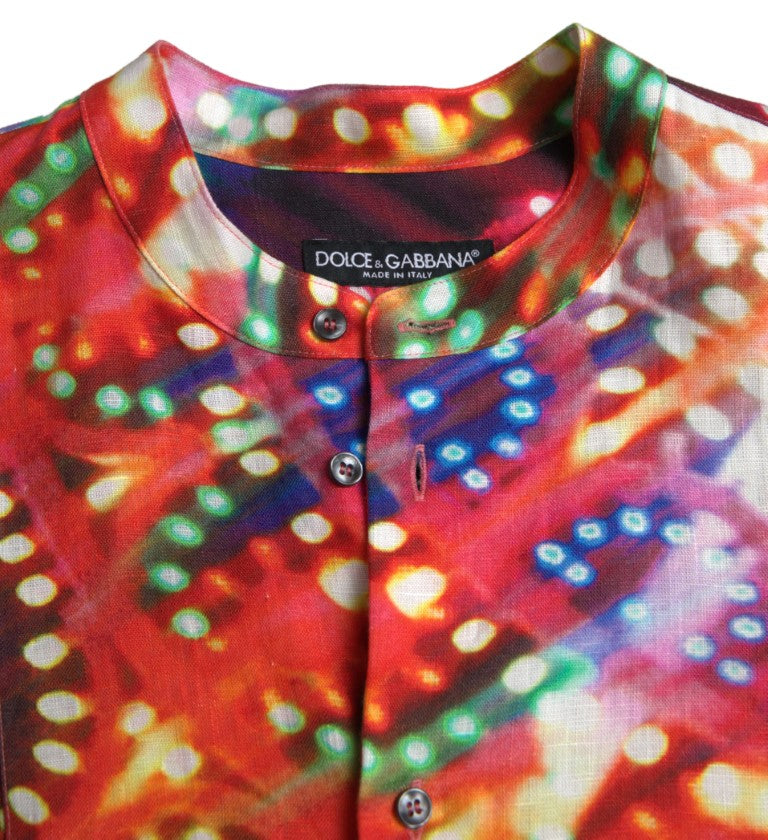Chemise en lin à imprimé Luminarie multicolore de Dolce &amp; Gabbana