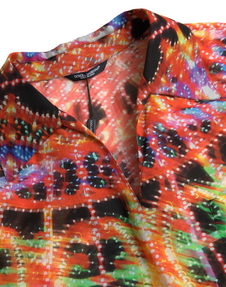 Chemise en coton pour homme à imprimé Luminarie multicolore de Dolce &amp; Gabbana