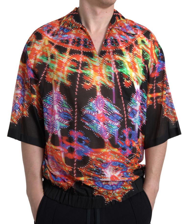 Chemise en coton pour homme à imprimé Luminarie multicolore de Dolce &amp; Gabbana