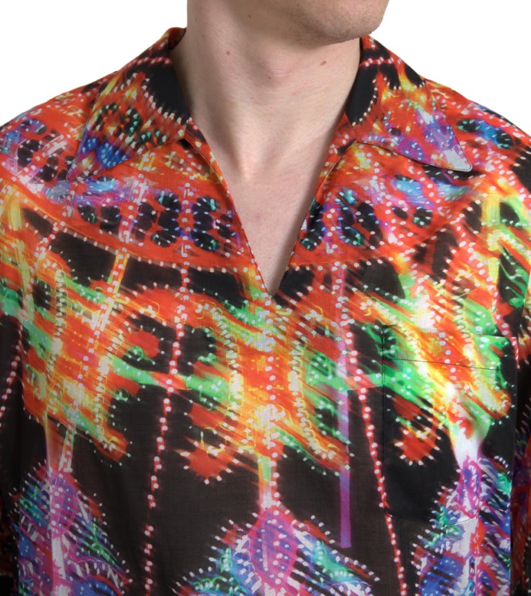 Chemise en coton pour homme à imprimé Luminarie multicolore de Dolce &amp; Gabbana