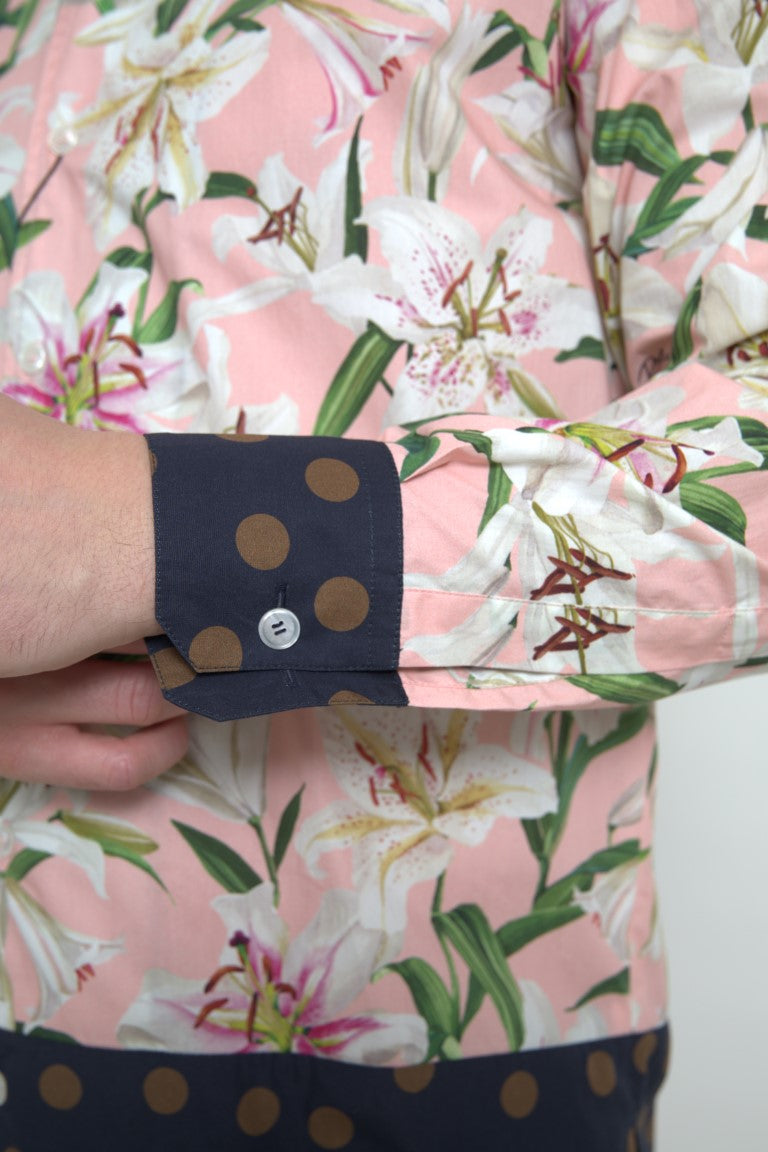 Chemise à col et imprimé de pois et de lys en coton de Dolce &amp; Gabbana