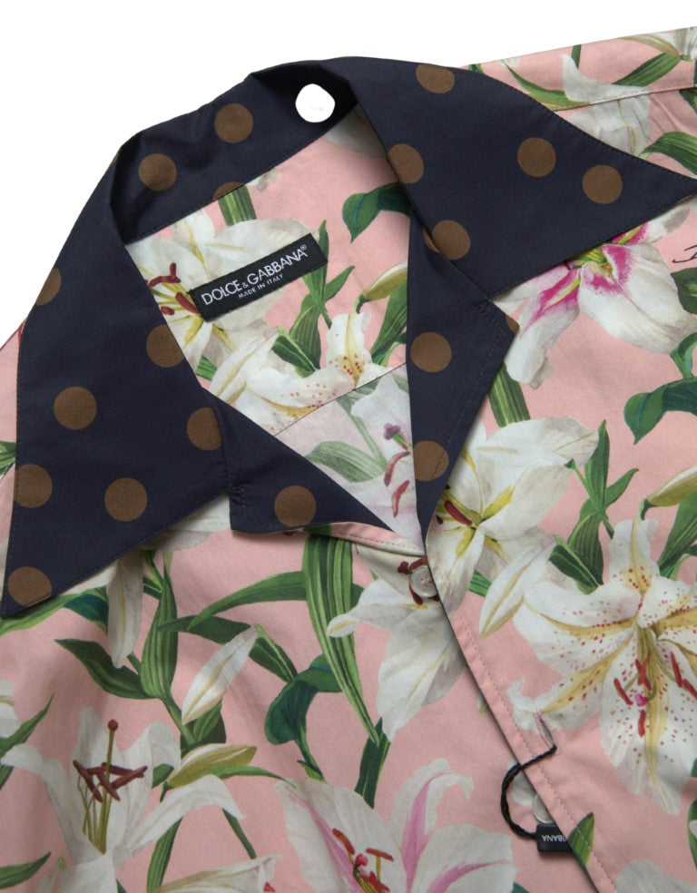 Chemise à col et imprimé de pois et de lys en coton de Dolce &amp; Gabbana