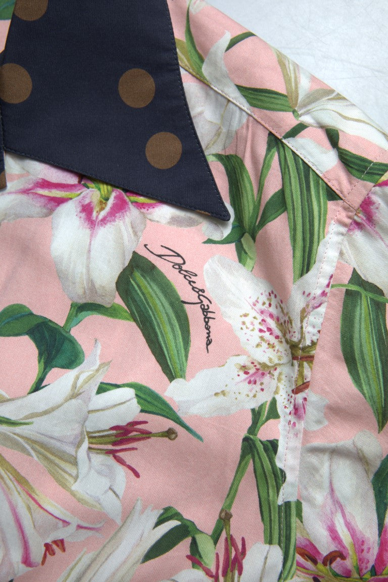 Chemise à col et imprimé de pois et de lys en coton de Dolce &amp; Gabbana