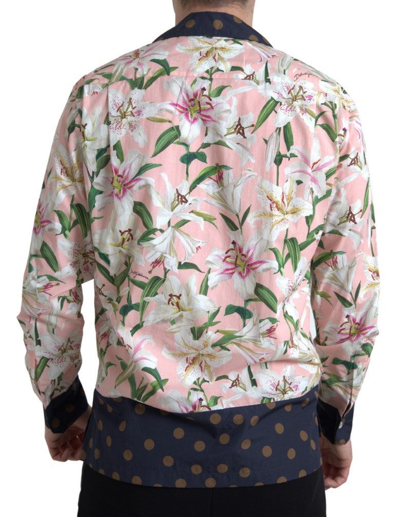 Chemise à col et imprimé de pois et de lys en coton de Dolce &amp; Gabbana