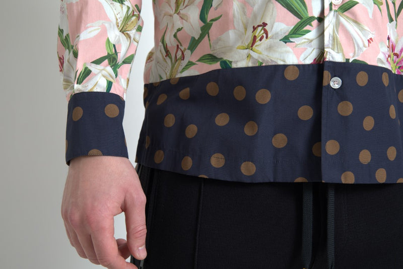 Chemise à col et imprimé de pois et de lys en coton de Dolce &amp; Gabbana
