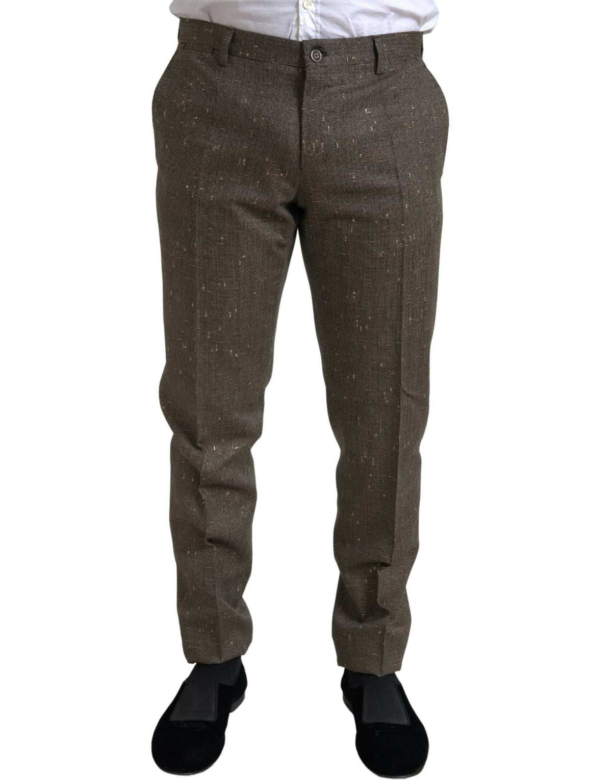Pantalon slim en laine marron Dolce &amp; Gabbana pour homme
