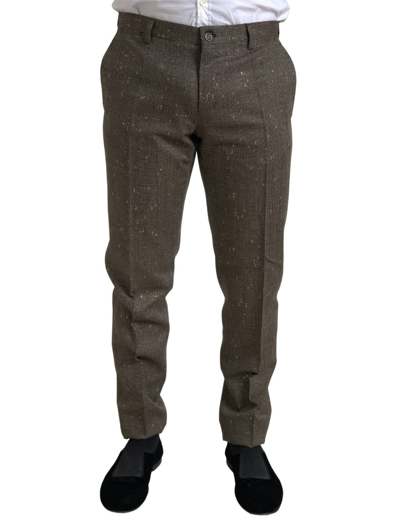 Pantalon slim en laine marron Dolce &amp; Gabbana pour homme