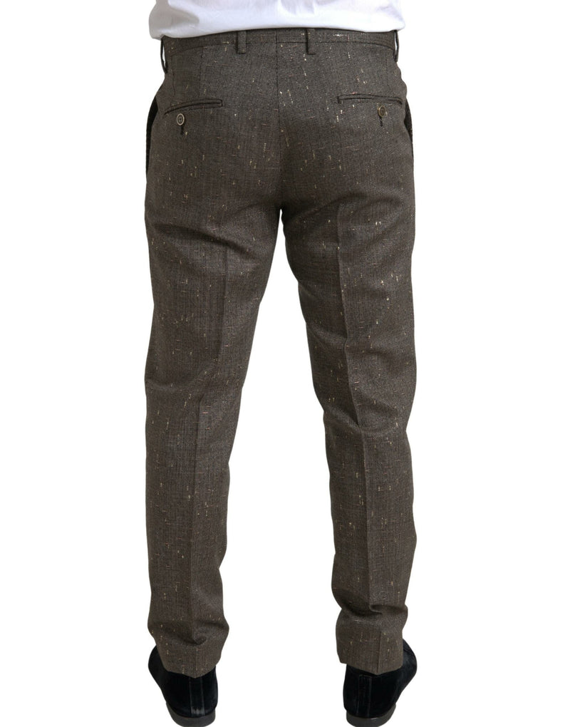 Pantalon slim en laine marron Dolce &amp; Gabbana pour homme