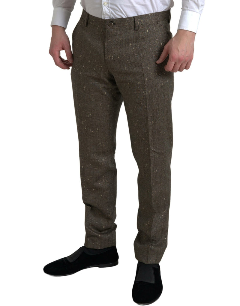 Pantalon slim en laine marron Dolce &amp; Gabbana pour homme