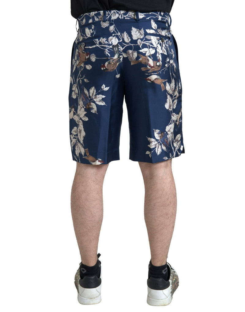 Shorts Bermuda en soie à imprimé floral bleu Dolce &amp; Gabbana pour homme