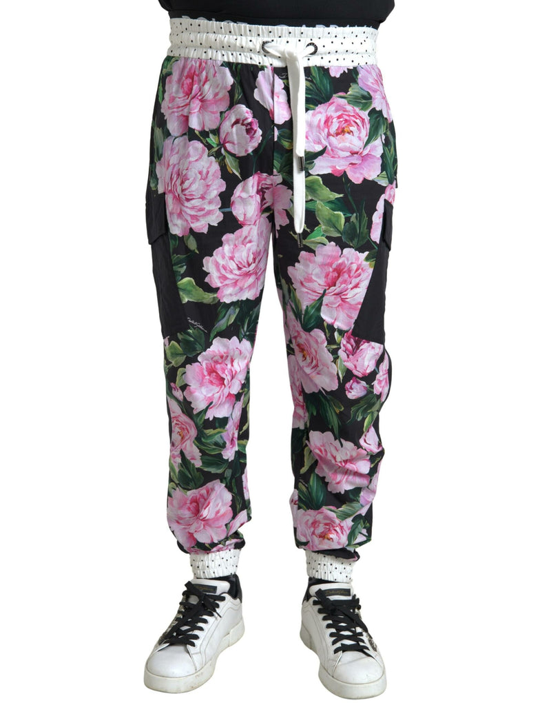 Pantalon de jogging en coton multicolore à motif pivoine Dolce &amp; Gabbana pour homme