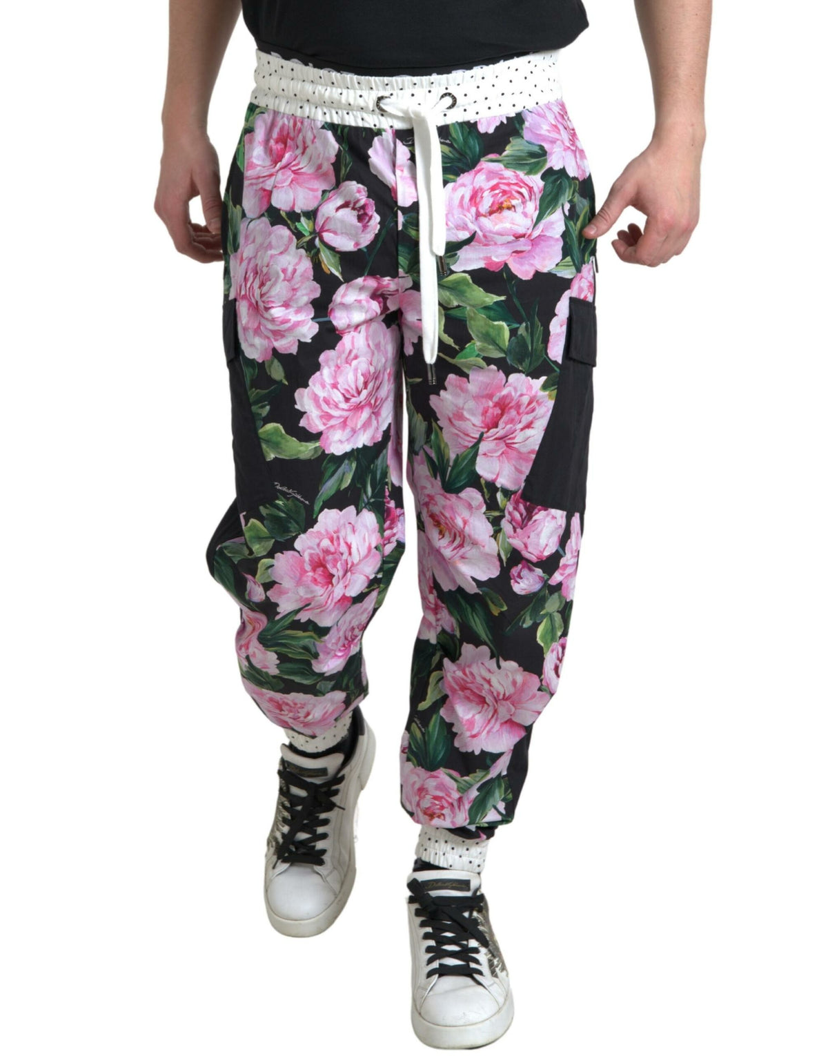 Pantalon de jogging en coton multicolore à motif pivoine Dolce &amp; Gabbana pour homme