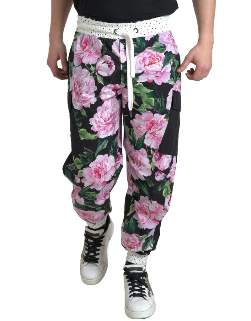 Pantalon de jogging en coton multicolore à motif pivoine Dolce &amp; Gabbana pour homme