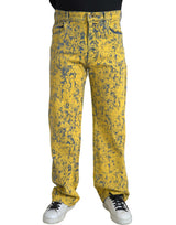 Jeans droit en jean délavé à motifs tie-dye en coton jaune de Dolce &amp; Gabbana