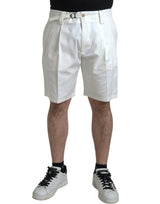 Shorts en jean bermuda pour homme en coton extensible blanc Dolce &amp; Gabbana