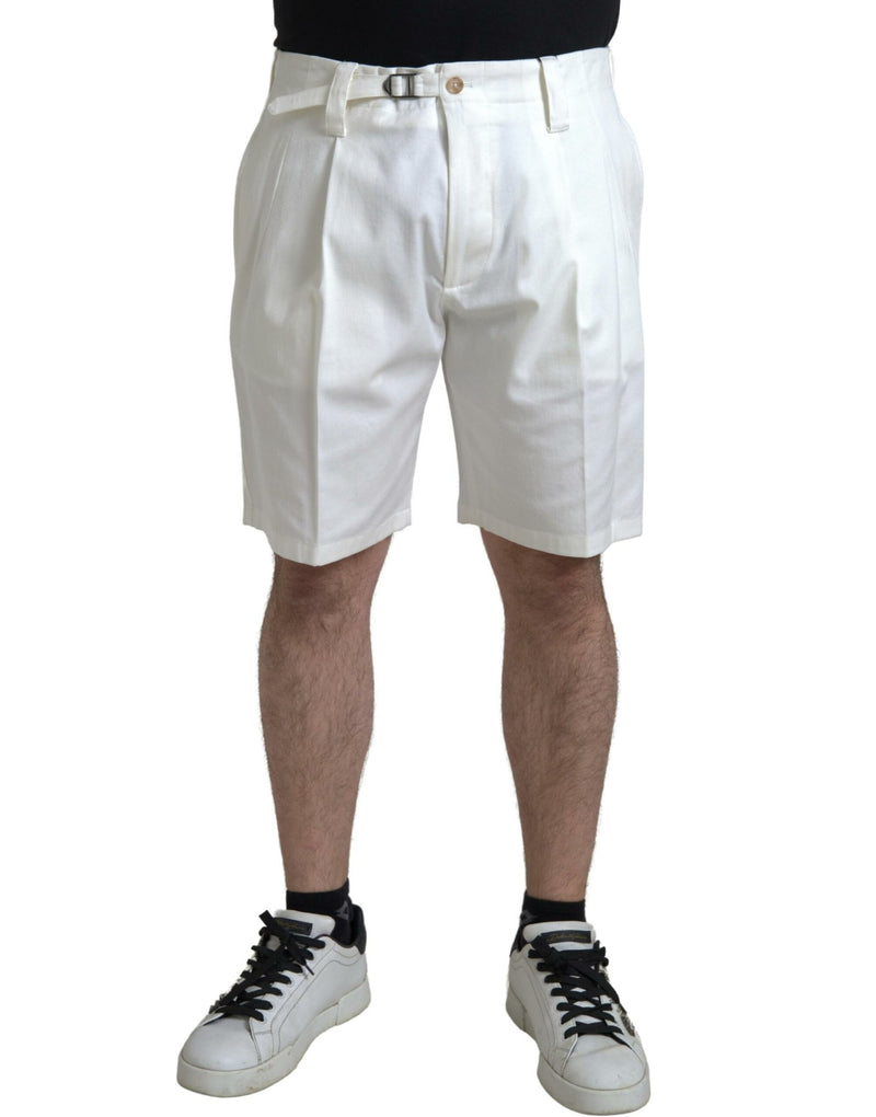 Shorts en jean bermuda pour homme en coton extensible blanc Dolce &amp; Gabbana