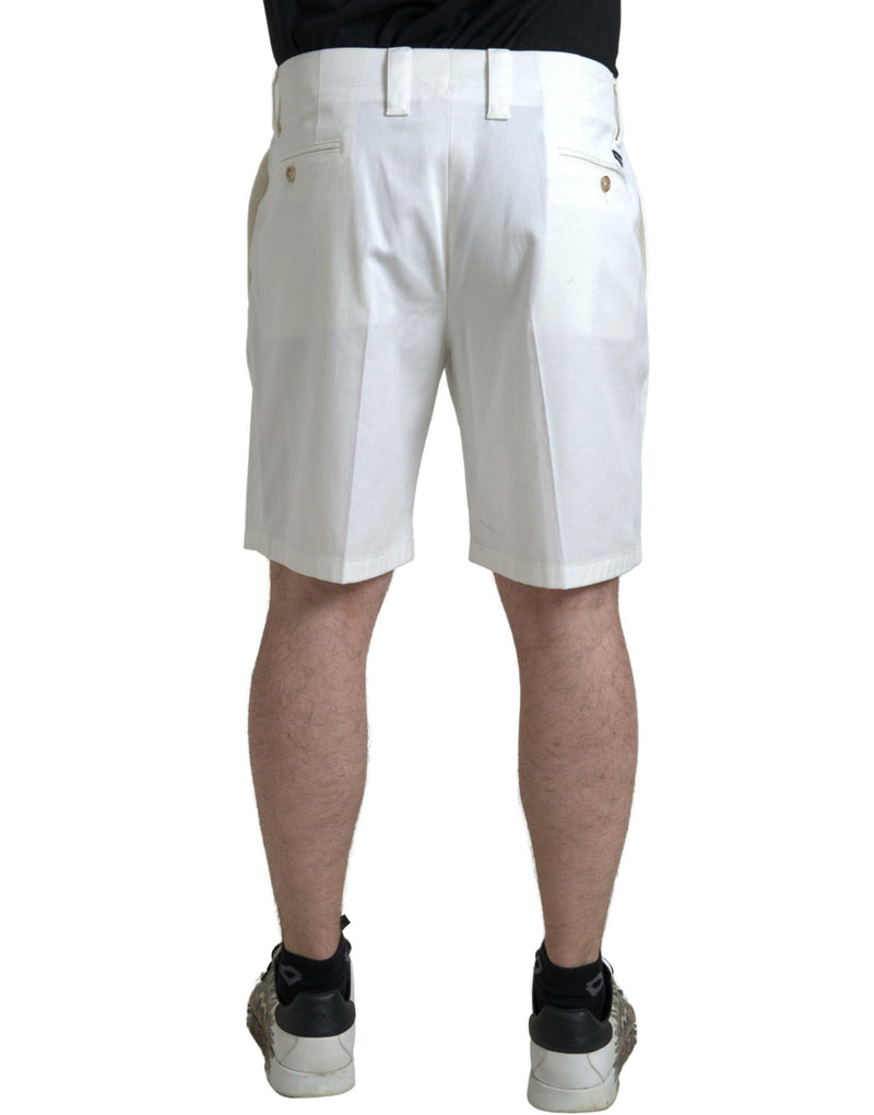 Shorts en jean bermuda pour homme en coton extensible blanc Dolce &amp; Gabbana