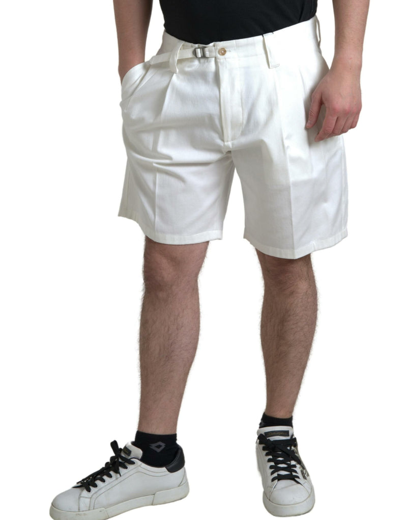 Shorts en jean bermuda pour homme en coton extensible blanc Dolce &amp; Gabbana