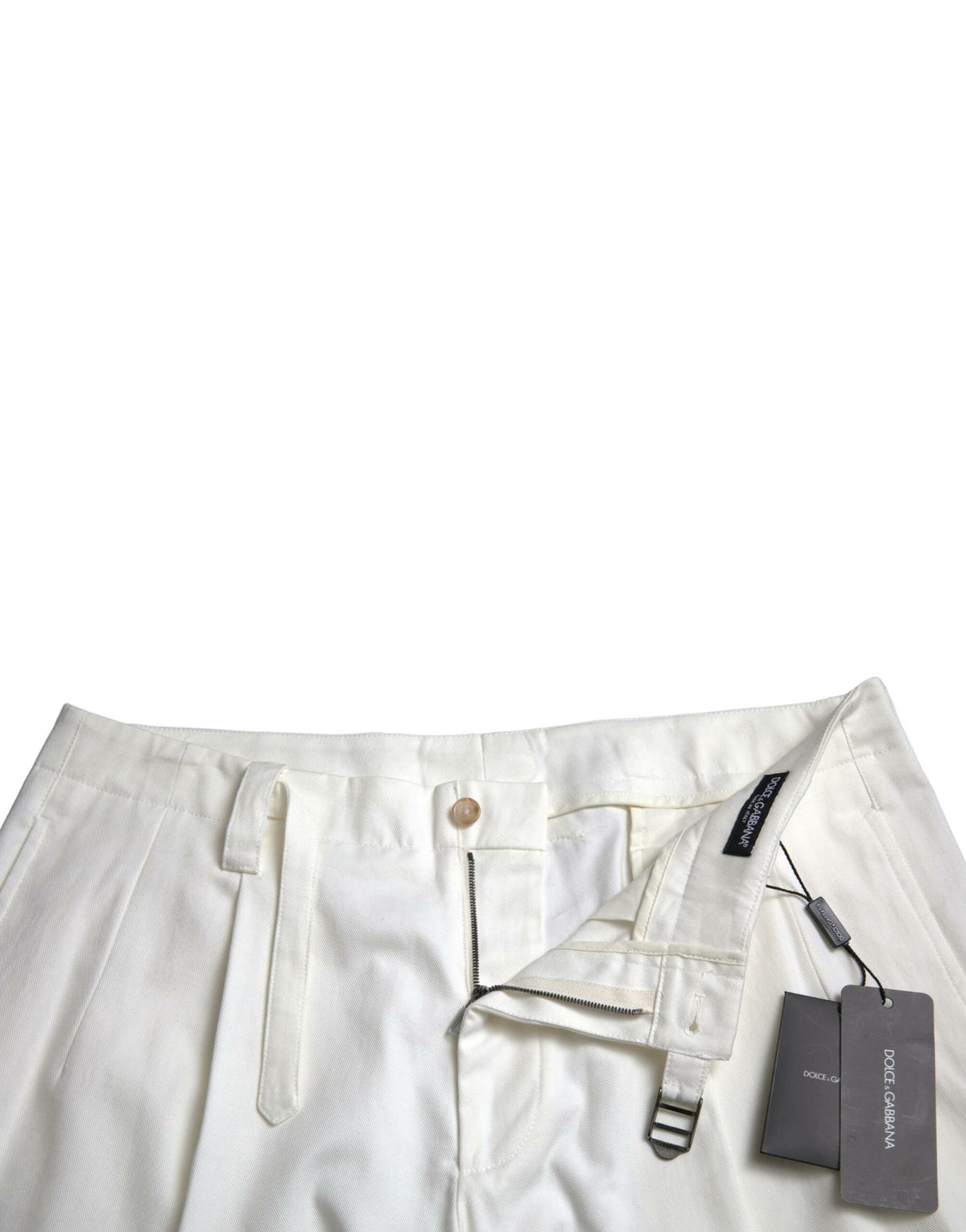 Shorts en jean bermuda pour homme en coton extensible blanc Dolce &amp; Gabbana