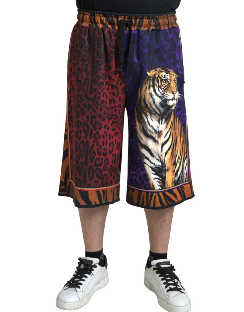 Short de bain bermuda pour homme Dolce &amp; Gabbana à imprimé tigre multicolore