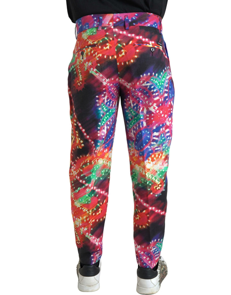 Pantalon homme en lin imprimé multicolore Dolce &amp; Gabbana