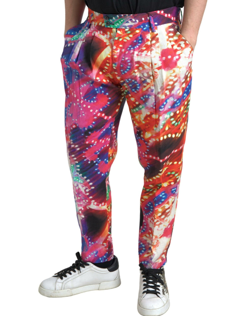 Pantalon homme en lin imprimé multicolore Dolce &amp; Gabbana