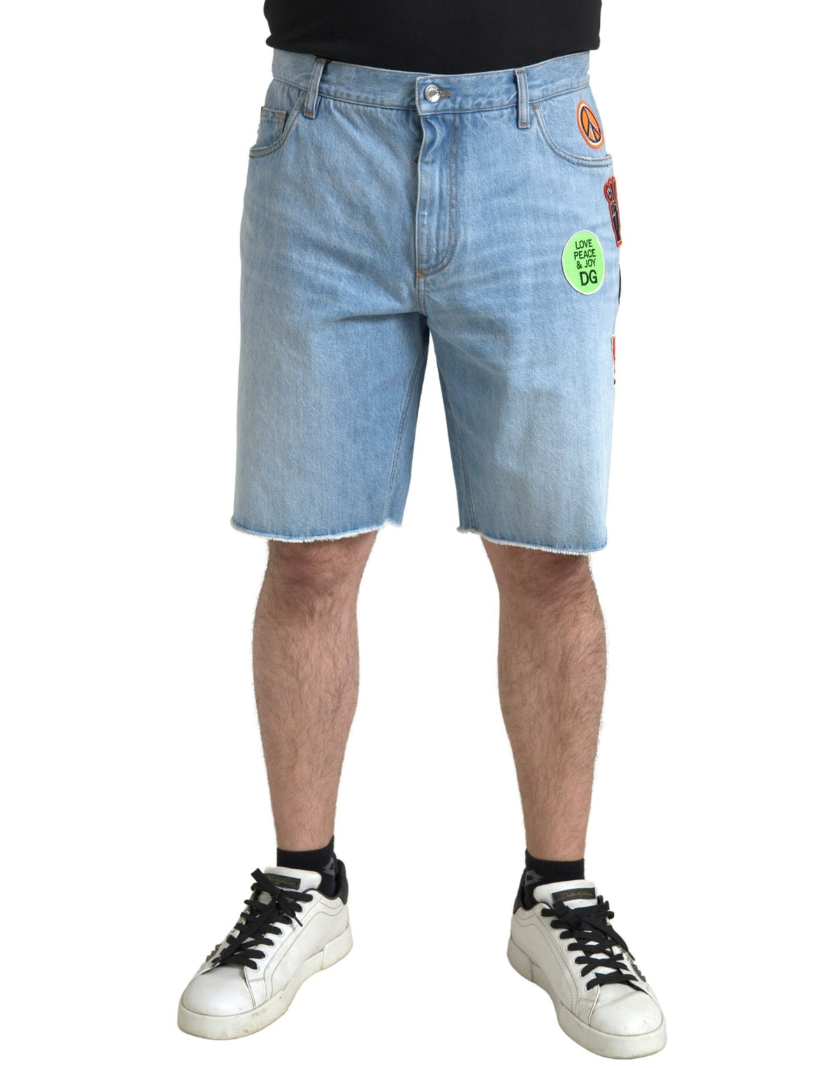 Shorts en jean bermuda pour homme en coton bleu clair Dolce &amp; Gabbana