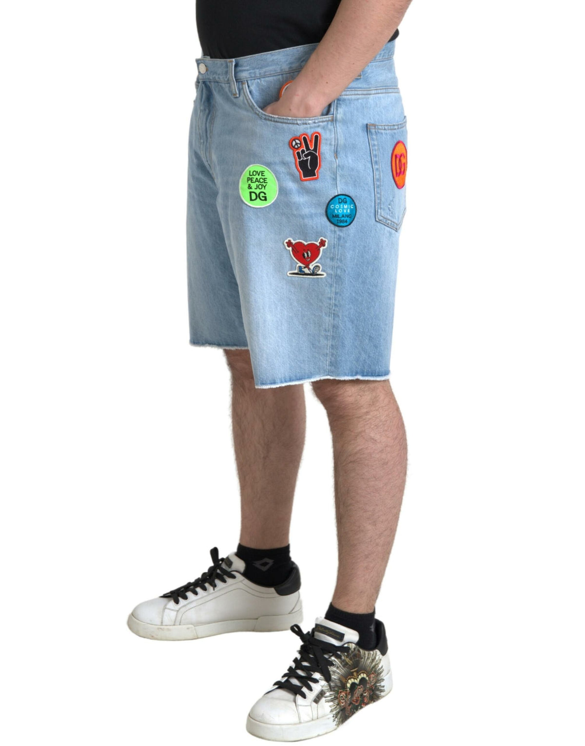 Shorts en jean bermuda pour homme en coton bleu clair Dolce &amp; Gabbana