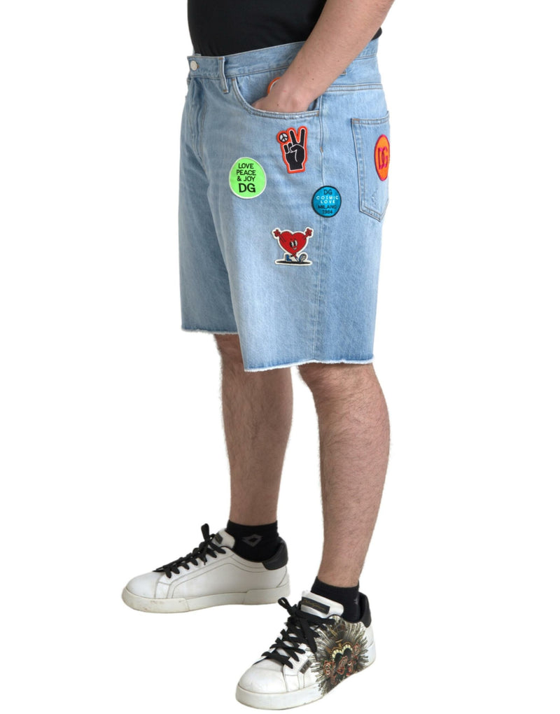 Shorts en jean bermuda pour homme en coton bleu clair Dolce &amp; Gabbana