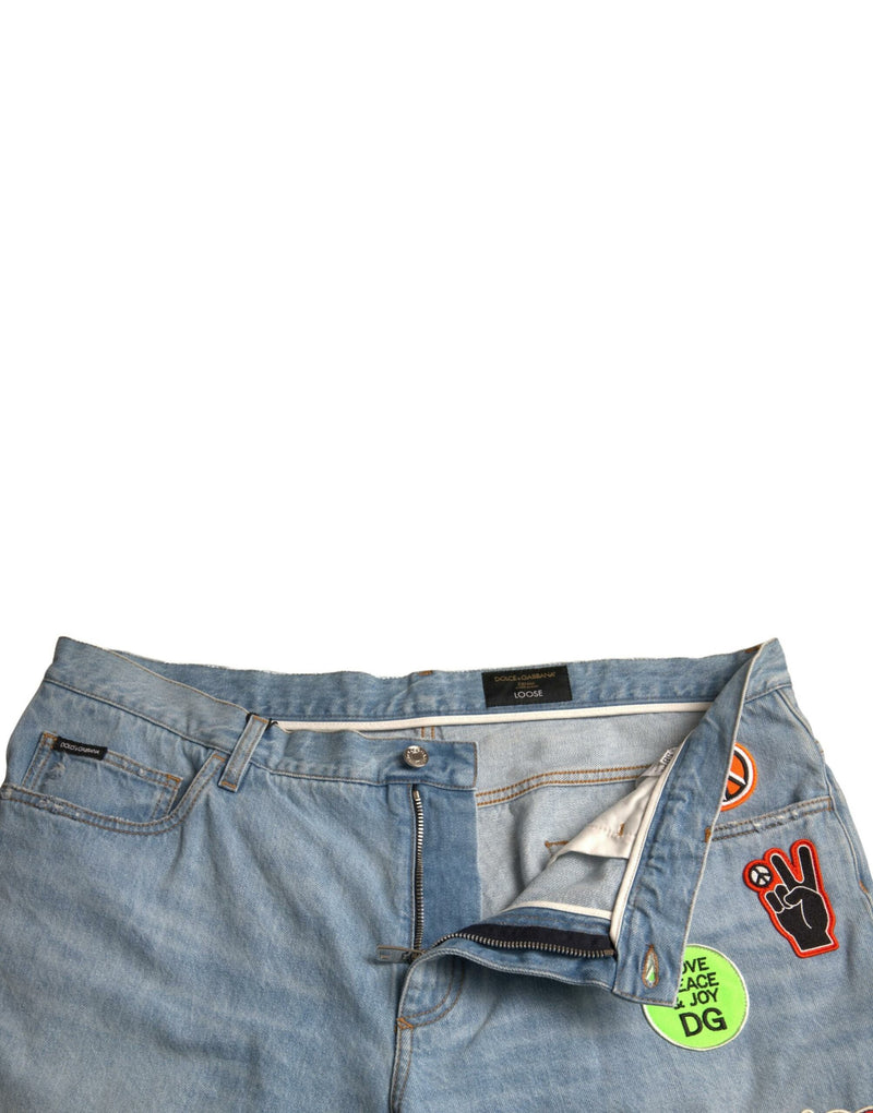 Shorts en jean bermuda pour homme en coton bleu clair Dolce &amp; Gabbana