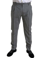 Pantalon tailleur slim en laine grise Dolce &amp; Gabbana pour homme