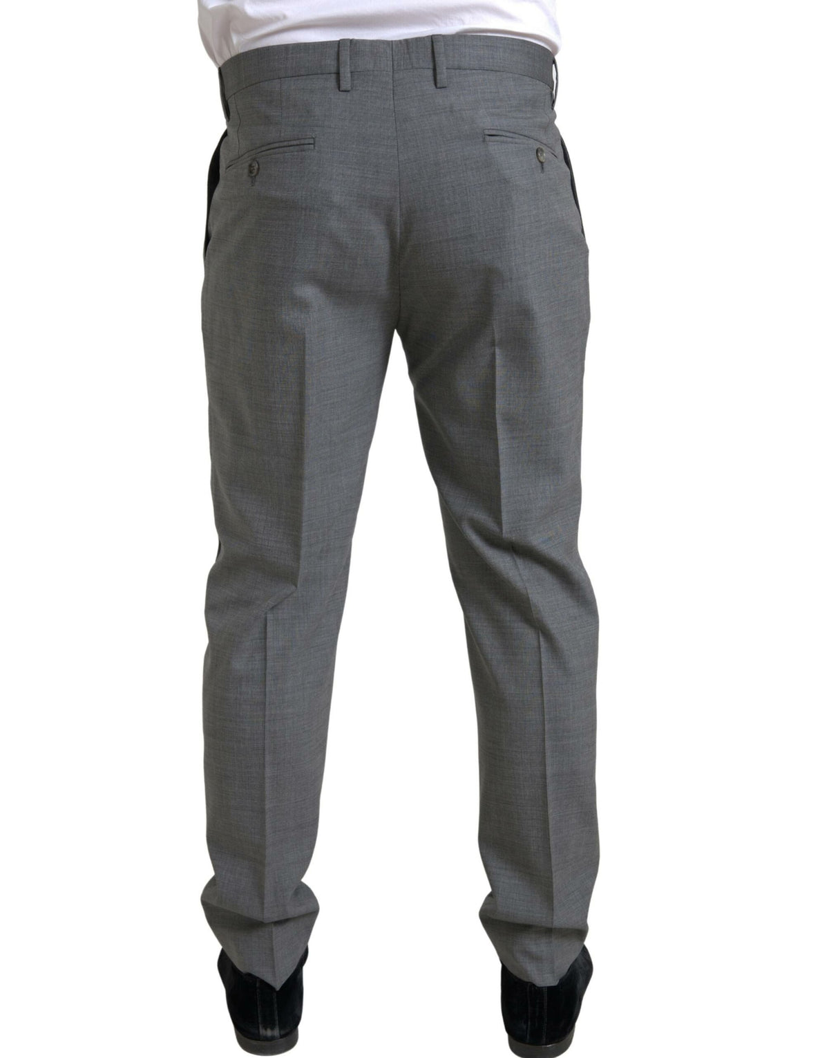 Pantalon tailleur slim en laine grise Dolce &amp; Gabbana pour homme