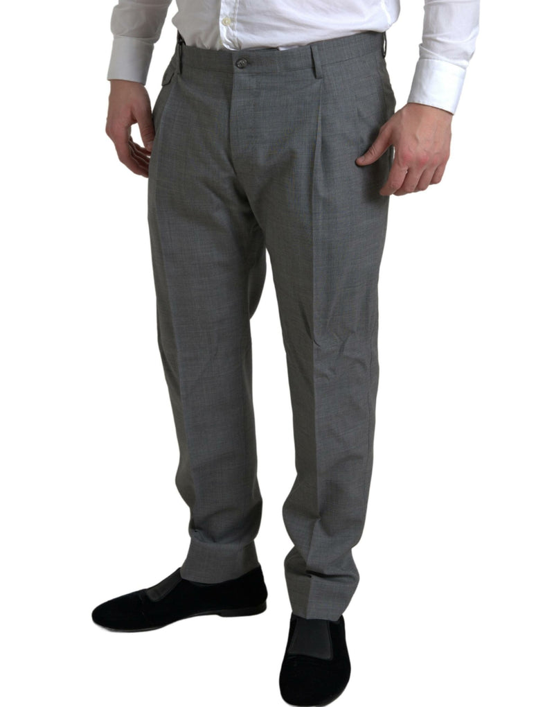Pantalon tailleur slim en laine grise Dolce &amp; Gabbana pour homme