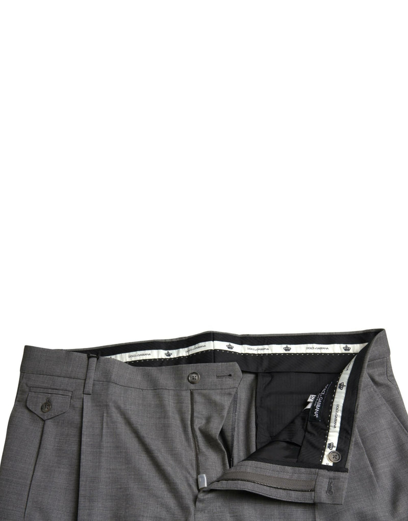 Pantalon tailleur slim en laine grise Dolce &amp; Gabbana pour homme