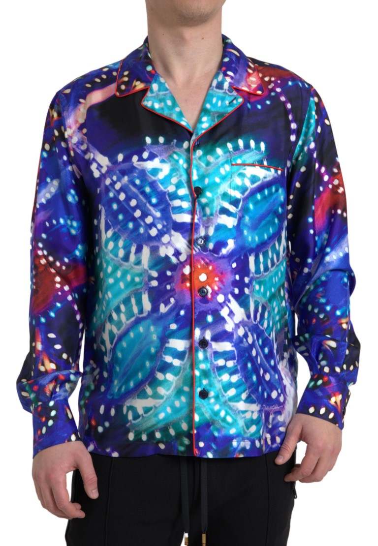 Dolce & Gabbana Multicolor Silk Psychedelic Print Pajama Shirt