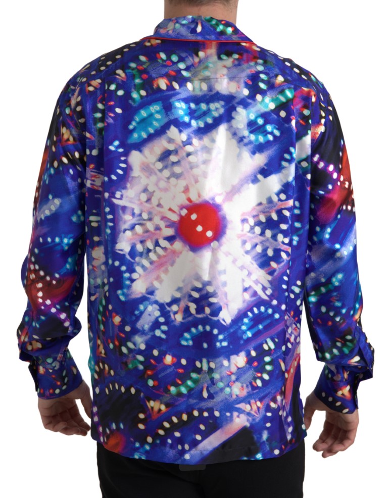 Dolce & Gabbana Multicolor Silk Psychedelic Print Pajama Shirt