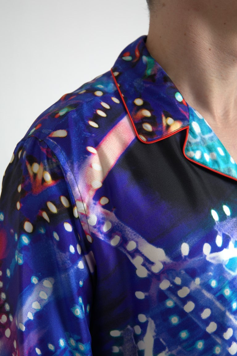 Dolce & Gabbana Multicolor Silk Psychedelic Print Pajama Shirt