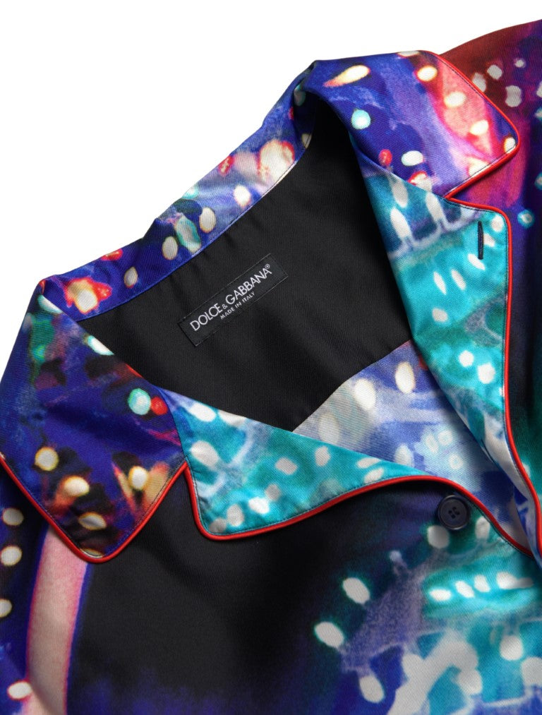 Dolce & Gabbana Multicolor Silk Psychedelic Print Pajama Shirt