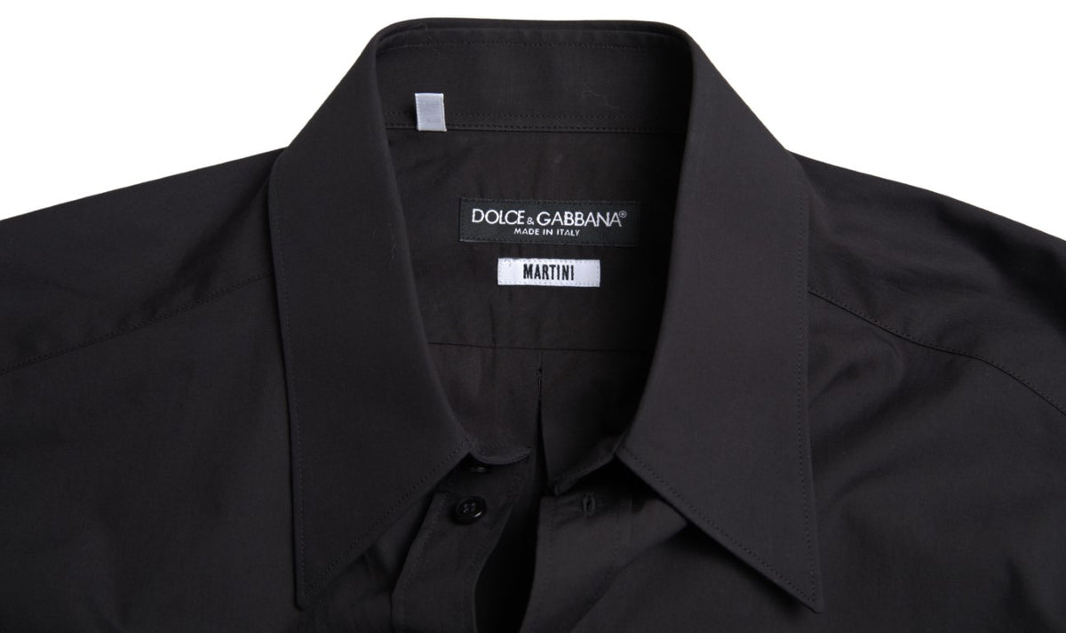 Chemise MARTINI à manches longues en coton noir pour homme de Dolce &amp; Gabbana
