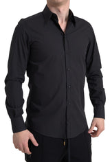 Chemise MARTINI à manches longues en coton noir pour homme de Dolce &amp; Gabbana