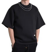T-shirt en polyester noir Dolce &amp; Gabbana orné de colliers