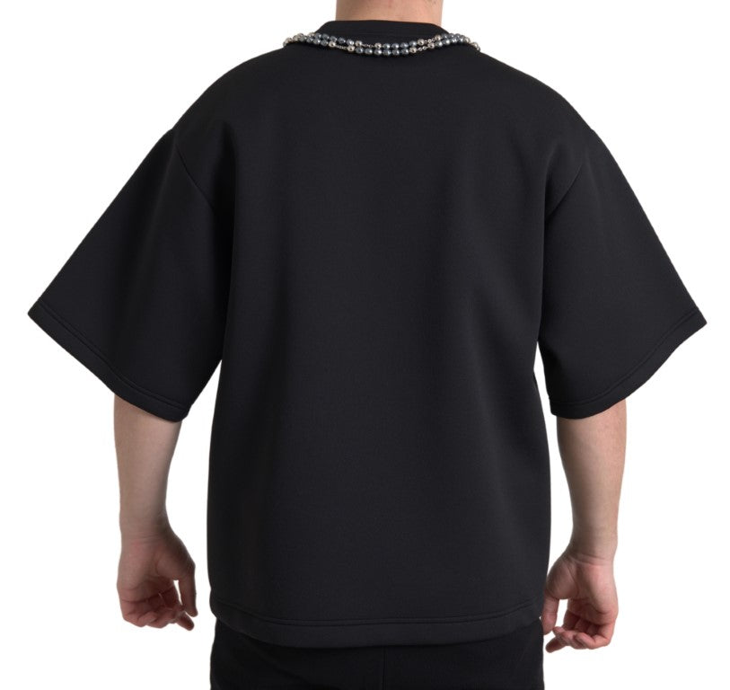T-shirt en polyester noir Dolce &amp; Gabbana orné de colliers