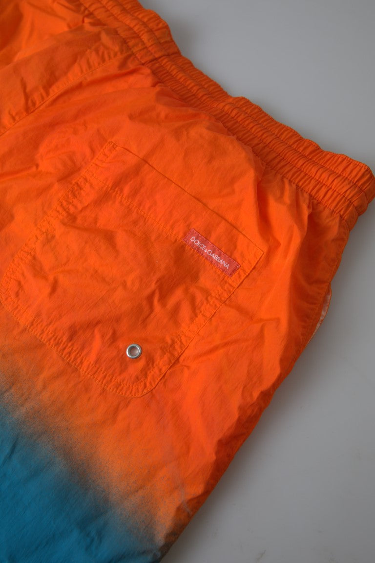 Dolce & Gabbana Orange Blue Gradient Beachwear Swim Shorts