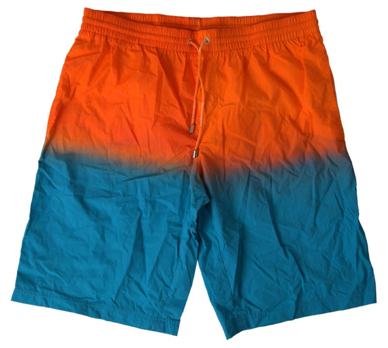Dolce & Gabbana Orange Blue Gradient Beachwear Swim Shorts
