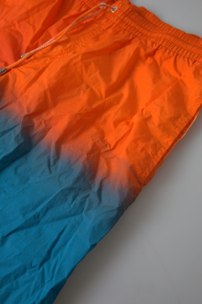 Dolce & Gabbana Orange Blue Gradient Beachwear Swim Shorts