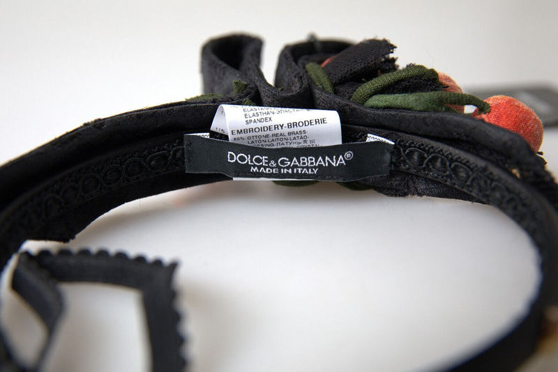 Dolce & Gabbana Black Multicolor Fig Fruit Crystal Tiara Headband