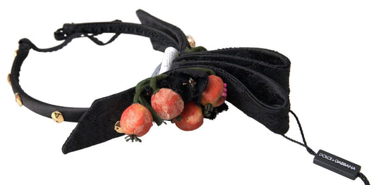 Dolce & Gabbana Zwarte diadeem hoofdband met veelkleurige vijgenfruitkristallen
