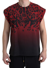 Débardeur en coton à imprimé léopard rouge de Dolce &amp; Gabbana