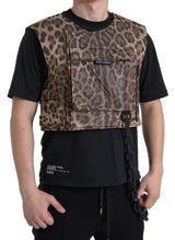 Vêtements de sport sans manches en soie marron léopard Dolce &amp; Gabbana