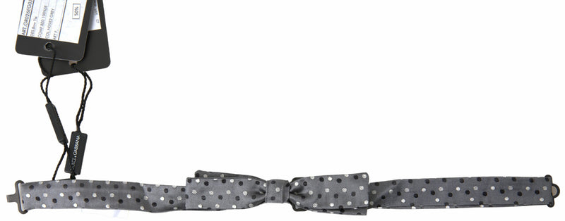 Dolce &amp; Gabbana Grijze Polka Dot Zijden Verstelbare Herenhals Papillon Strik